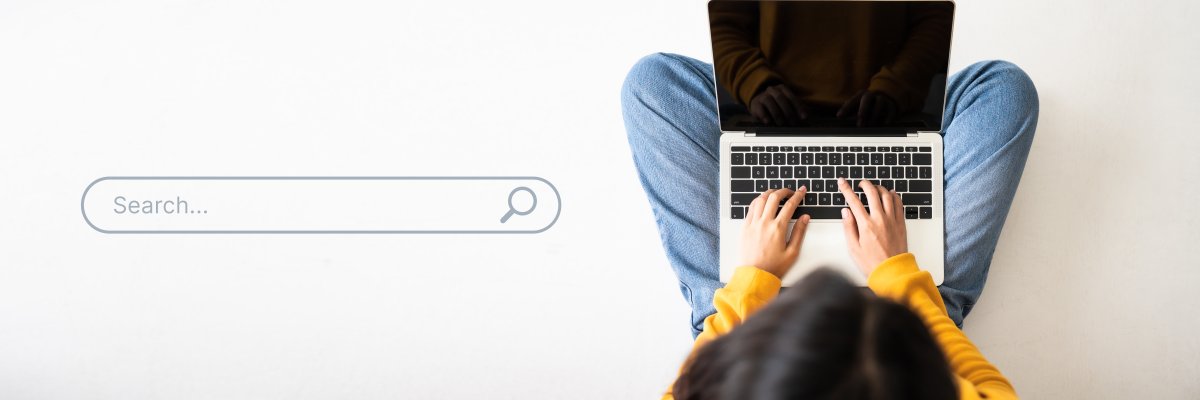 Top view of women use computer laptop to find what they are interested in. Searching information data on internet networking concept