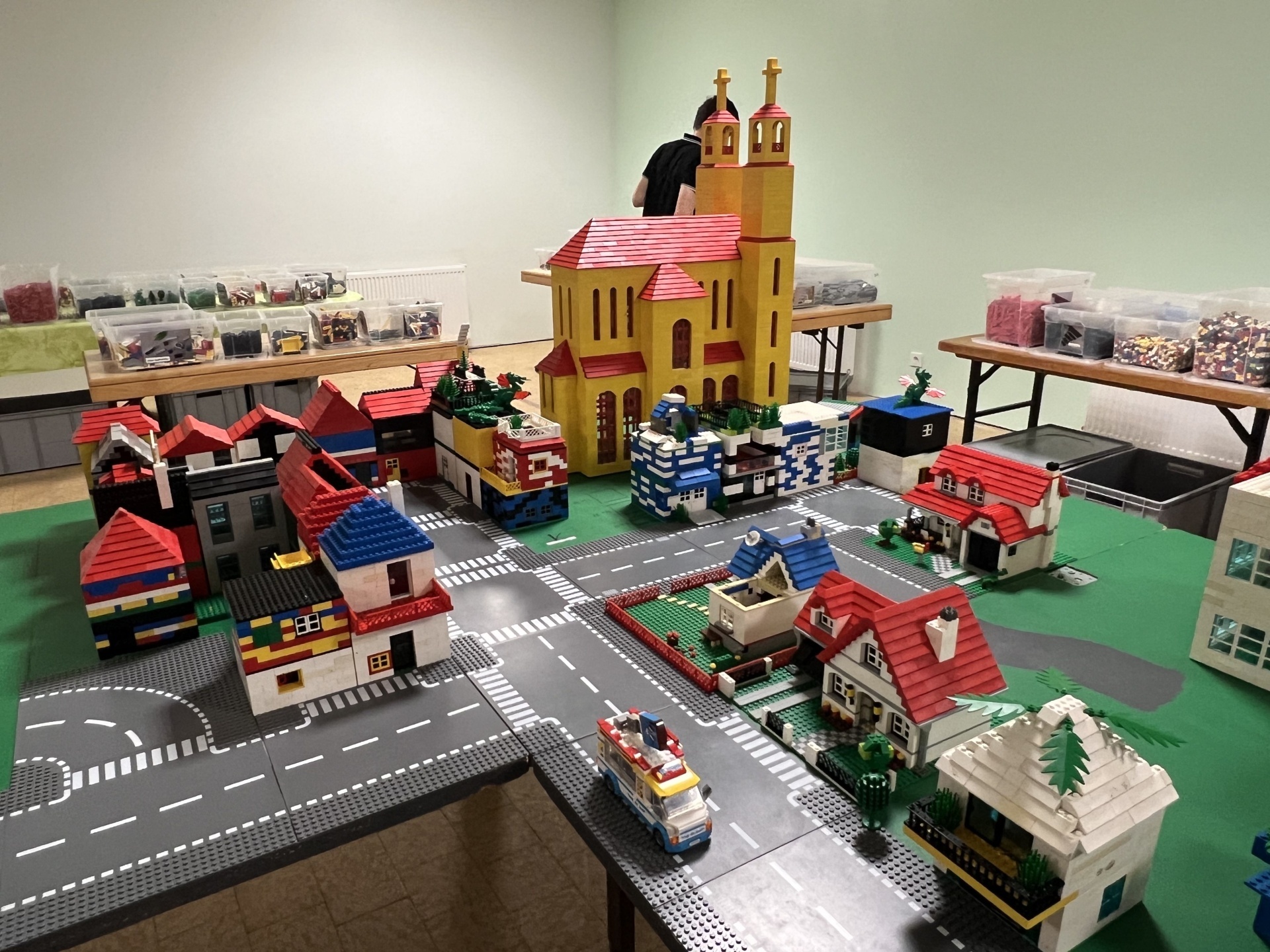 The photo shows the houses built from Lego bricks.