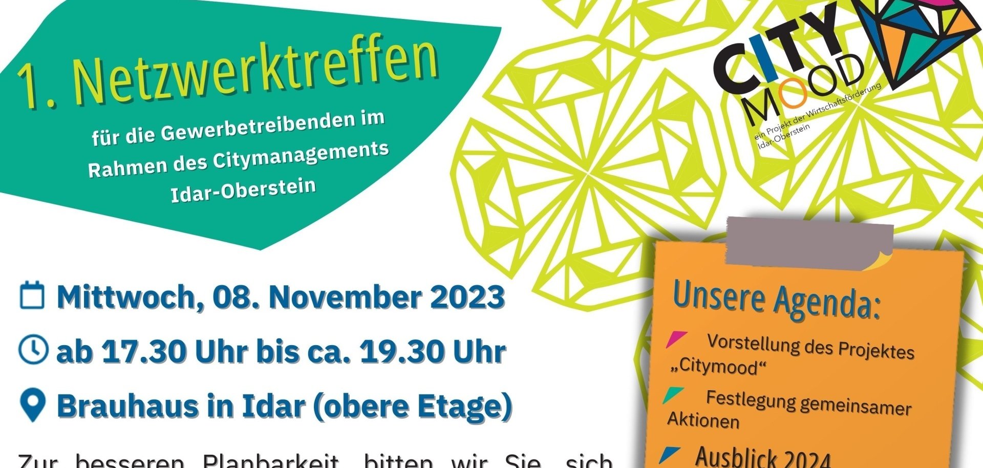 Post for the 1st network meeting of the City Mood initiative.