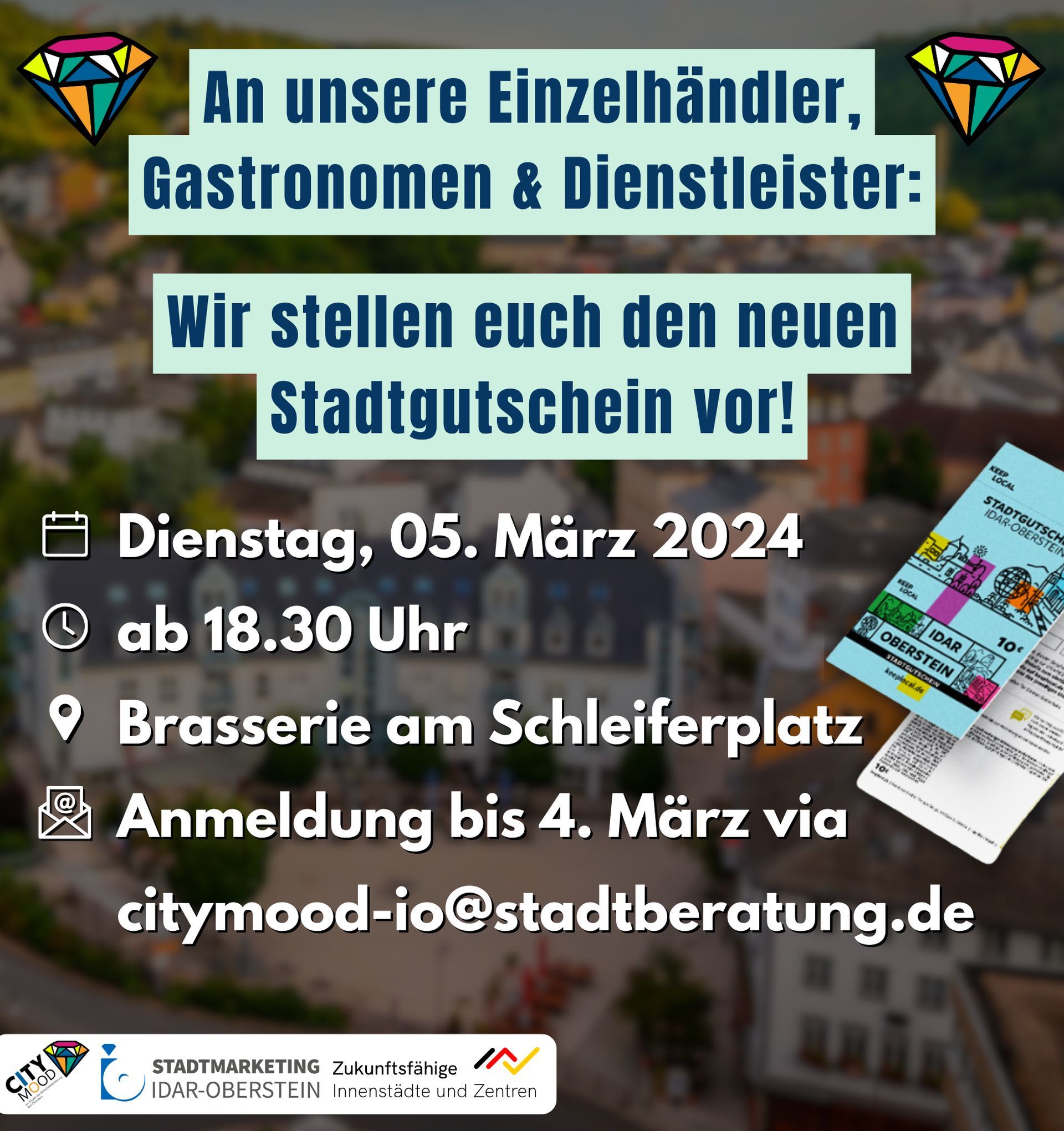 The presentation provides information about when and where the information event for the new voucher will take place.