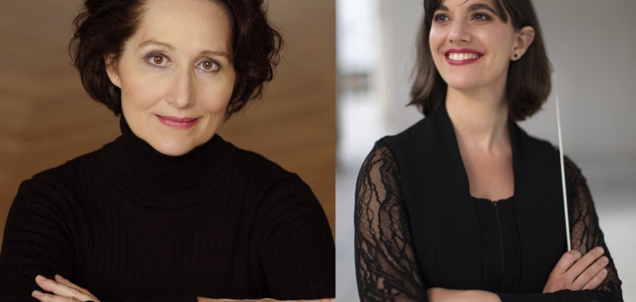 The picture shows the two artists Andrea Kauten and Chloé Dufresne, who take center stage at the performance of the Rheinische Philharmonie.