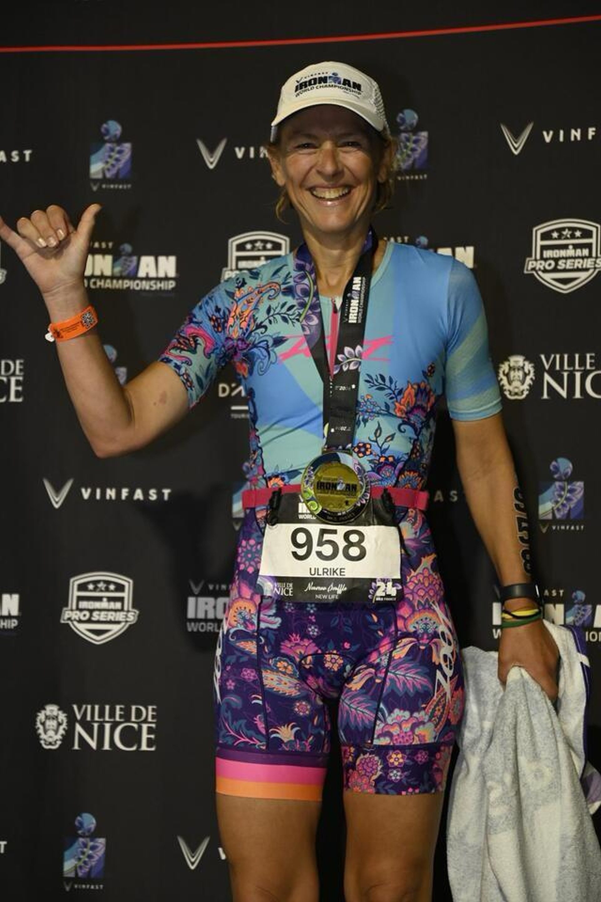 The photo shows the athlete at the World Championships in Nice.