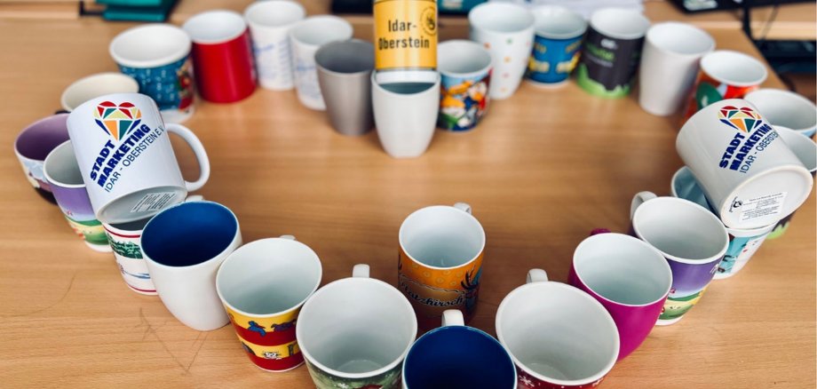 Some of the cups collected for the Advent glow were placed in the shape of a heart.  