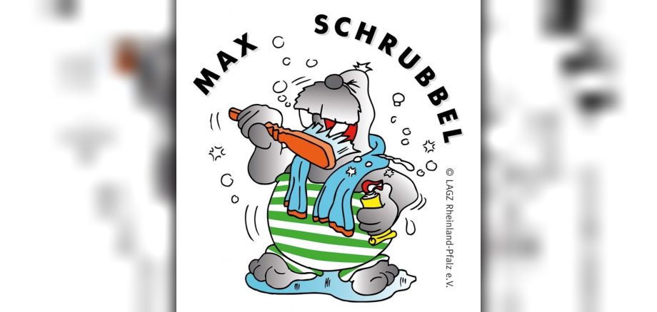 Graphic with Max Schrubbel brushing his teeth.
