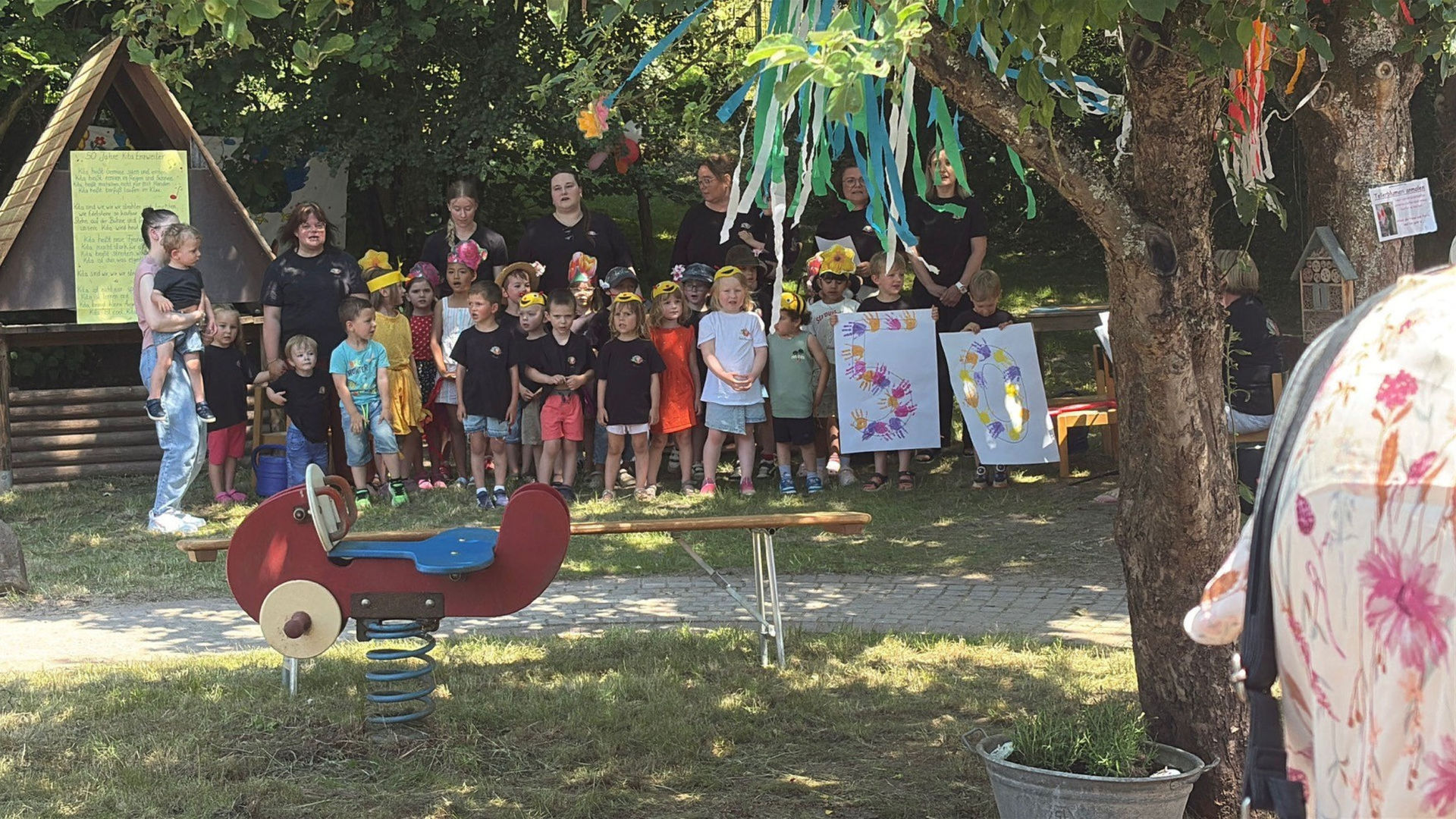 The children and staff of the Enzweiler Daycare Center at the anniversary celebration.
