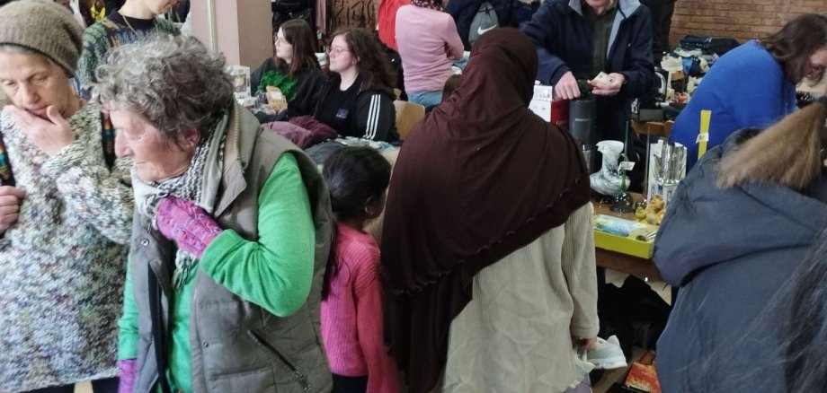 Many people came to the parish hall to see what was on offer at the flea market.