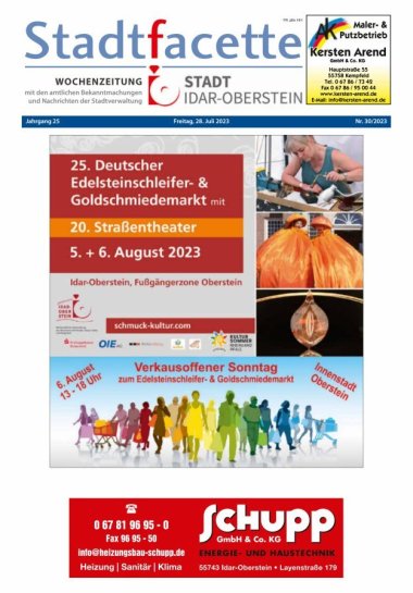 The photo shows the cover page of an issue of the Idar-Oberstein Stadtfacette.