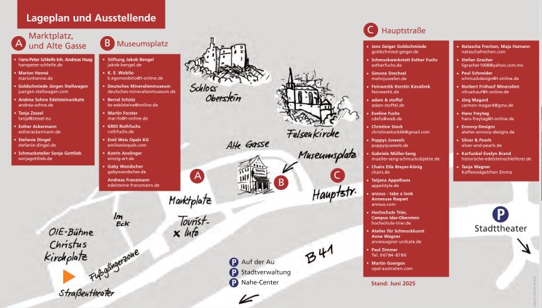 The photo shows the location plan of the exhibitors in the pedestrian zone.