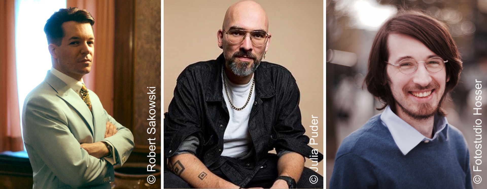 Le collage présente des photos-portraits des trois personnes mentionnées.