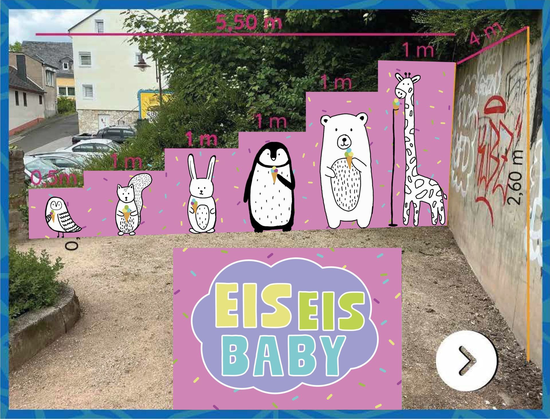 Das Bild zeigt den Entwurf für die Gestaltung der Wand in Idar. 