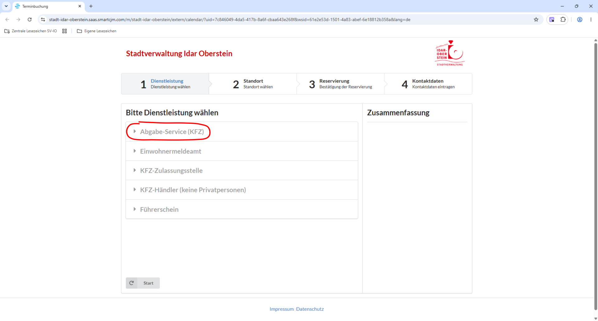 Screenshot des Terminkalenders